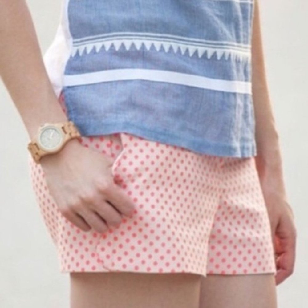 J Crew Pink Polka Dot Scalloped Shorts